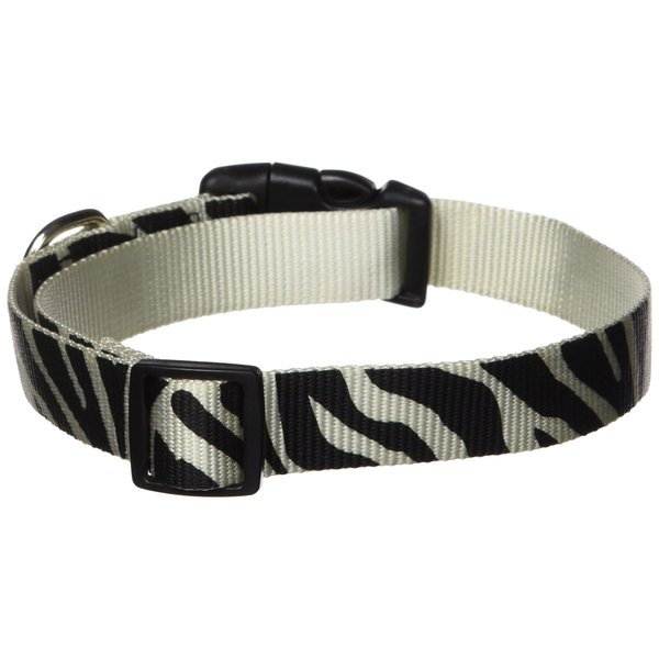 East Side Collection Zebra-Print Nylon Dog Collar, 18–26 Inch