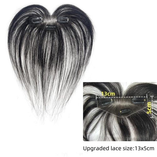 AYunhe Clip In Baby Hair Air Bang Natural Human Hair Side Bangs Invisible Edge Replacement Fringe Forehead Hairline For Women Glueless Hair Extensions (Black, Lace 13x5 cm)