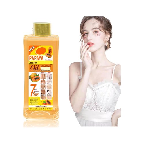 Soft 7 papaya Oil, Natural Moisturizing Oil for Face and Body, All Skin Types 6.7oz /200ml