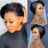 QTIKER Pixie Cut Wig Human Hair Short Lace Front Wigs Human Hair for Black Women 13x4 Transparent Lace Front Wigs Straight Glueless Wigs human hair Pre Plucked With Baby Hair Natural Hairline 8 inch