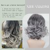 XIUFAXIRUSI XIUFAXIRUSI Medium Grey Wavy Bob Wigs for Women Gray to White Layered Wig Shoulder Length Synthetic Wig for Daily Party Use