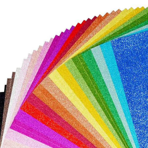 Glitter Cardstock, 40 Sheets in 20 Colors, Premium Cardstock for Cricut, Crafts and DIY Projects, Sparkly Paper for Card Making, 250 GSM
