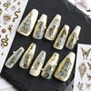 6 Sheet Gold Nail Stickers Black Snake Eyes Leaf Nail Art Stickers 3D Self-Adhesive Bronzing Sun Star Decals Starlight Nail Design Stickers for Acrylic Nail Supplies Women Nail Decorations