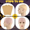Morcheiong 2/4/8 Pieces Bald Cap for Halloween Costumes Makeup Latex Bald Head Wig Caps Bald Cosplay for Adults Women (Retro Style, 2)