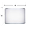 Silver and White Double Sheer Medium Drum Lamp Shade 16" Top x 16" Bottom x 11" High (Spider) Replacement with Harp and Finial - Springcrest