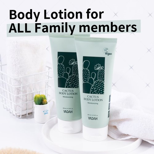 YADAH Cactus Body Lotion 6.76fl.oz. – 69.58% of Cactus instead of Water, Vegan Paraben Free Non Sticky Moisturizing Emulsion for Dry Sensitive Skin