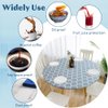 Waterproof Round Tablecloth, Elastic Edged Round Calibre Wipeable Table Cover, Grey Reusable Plastic Oilcloth for Dinning Home Coffee Restaurant Party (120cm/47in)