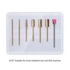 MelodySusie Nail Drill Bits Set, 7pcs Tungsten Carbide Nail Bits for Nail Drill E-file, 3/32 inch Bits Manicure Pedicure Remover Tools for Acrylic Gel Nails, Salon Home Nail Care Supplies, Gold