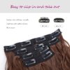 KGBFASS Highlights Hair Extensions 4Pcs Clip in Hair Extensions 12 Inch Wavy Black Brown Thick Hairpieces Fiber Hair for Women - 120g, Black Brown