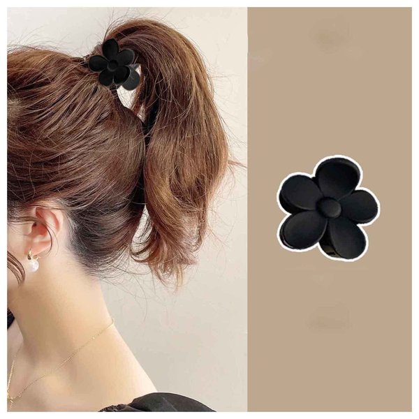 Iaceble Plastic Black Flower Hair Claw Clip Boho Hair Jaw Clips Cute Daisy Flower Hair Clip Black Flower Holder Hair Claw Hairclip Decorative Hair Accessories for Women and Girls Headdress