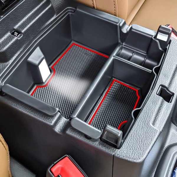 TACOBRO Center Console Organizer Compatible with Jeep Wrangler JL and JLU 2018-2023 2024 Accessories, Gladiator JT Truck 2020 2021 2022 2023 Insert Tray Armrest Storage Box (Not for JK/JKU), Red