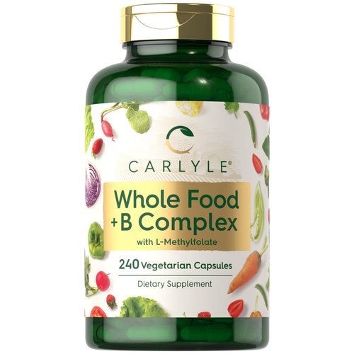 Carlyle B Complex with Whole Food Blend Formula | 240 Capsules | Plus L-Methylfolate | Non-GMO & Vegetarian Supplement