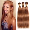 Brown Straight Bundles Human Hair Color #30 Light Brown Human Hair Bundles 12 14 16 Inch Brazilian Virgin Hair Double Weft Remy Hair Extensions Wet and Wavy Bundles Silky Soft