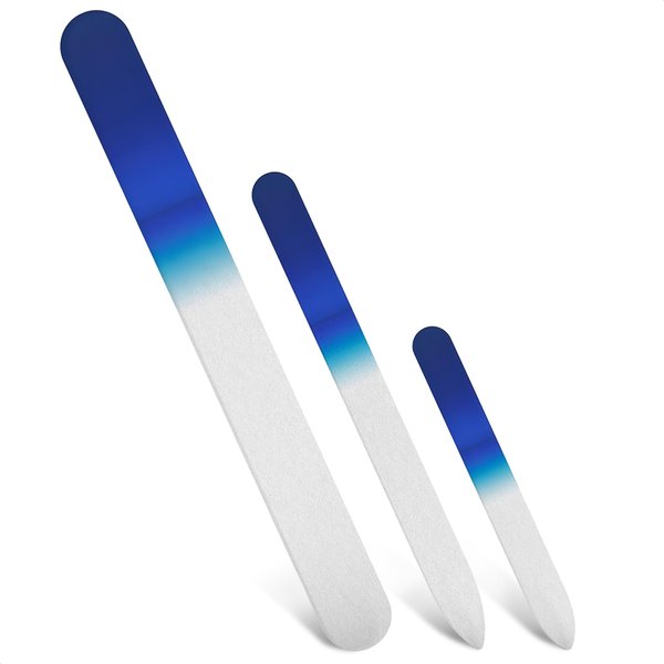 3Pcs Crystal Glass Nail Files for Natural Nails - Professional Nail Files for Acrylic Nails Artificial Nail Tools Nail File Set Cuticle Pusher - Manicure Supplies Nail Care Pedicure Tools for Feet