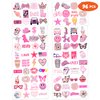 8 Sheet (96Pcs) Pink Pastel Temporary Tattoos for Girls, Birthday Party Decorations Supplies Party Favors Tattoo Sticker Style Sweet Gift for Kids Cute Prizes Themed