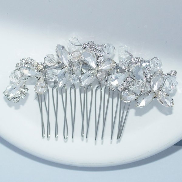 Crystal Wedding Hair Comb Silver Bridal Headpiece Bride Sparkly Rhinestone Hair Side Comb Bridesmaid Pearl Hairpieces Side Combs Hair Accessories for Women (Silver)