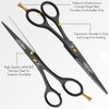 JaSiM Hair Scissors - Hair Cutting Scissors – 6.5” Scissors to Cut Hair - Black Haircut Scissors - Hair Shears - Mustache Scissors - Hair Scissors Professional - Grooming Scissors (Black & Gold)