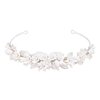 Oriamour Bridal Headband With Pearls Leaves Design Wedding Headbands For Women Girls Bridal Headpiece For Birthday Prom Parties (Silver)
