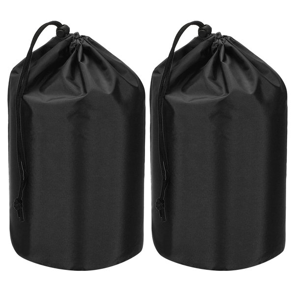 PATIKIL Stuff Sack, 2 Pcs 5 x 10 Inch Waterproof Outdoor Storage Sack Portable Drawstring Dust Flap Bag Lightweight Sleeping Bag for Camping Hiking Travel, Black