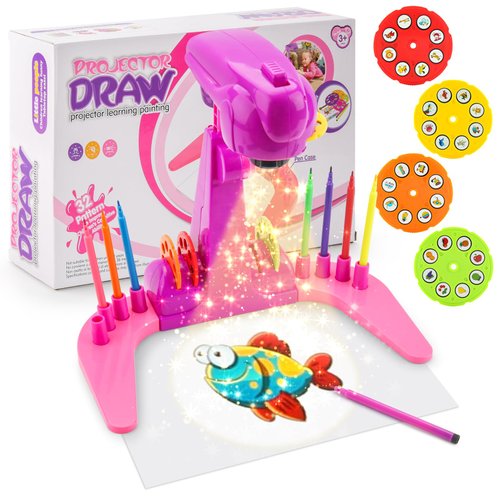 WEYUSUENLI Kids Drawing Projector, Tracing and Drawing Projector Toys,Kids Smart Projector with 32cartoon patters and 12color Brushes for Children Learn to Draw and Sketch (Purple)