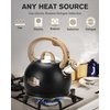 Hauce Radio Tea Kettle Stovetop, Black Tea Kettles-2.1 Quart Loud Whistle Stovetop Teapot,Food Grade Stainless Steel with Wood Pattern Handle, Unique Button Control Kettle Outlet for Tea, Coffee
