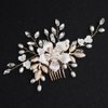 Handmade Flower Wedding Hair Comb Bridal Crystal Hair Side Comb Wedding Hair Accessories for Brides and Bridesmaid