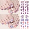 8 Sheets Toe Nail Wraps Semi Cured Gel Toenail Strips Decals Stick on Nail Polish Strips Supplies Glitter Toe Nail Stickers Self Adhesive Design Nail Strips Full Nail Wraps for Women Girl DIY Manicure