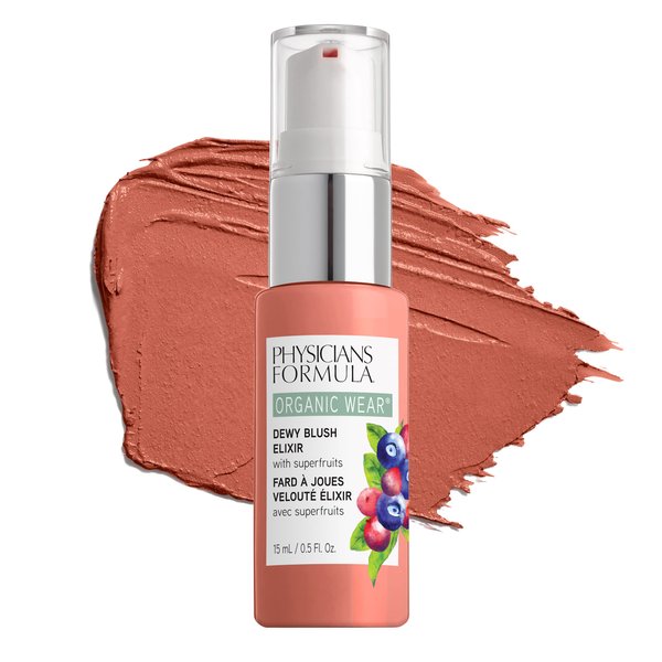Physicians Formula Organic Wear Natural Dewy Face Blush Makeup Elixir, Gorgeous Peach, 0.5 Fl Ounce