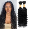 Deep Wave Bulk Human Hair Braiding Hair 2 Braids Per of 1 pack 100g 100% Remy Human Hair Extensions for Boho Braids Human Hair for Micro braiding No Weft Bundle 18 Inch