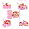 HenMerry 75PCS Birthday Cake Toy DIY Cutting Cake Play Set Kids Play Kitchen Food Pretend Play Cake Toy Best for Girls Birthday Party Gift (75PCS Pink)