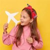 HIFANMM Back to School Headband Red Pencil Hair Accessories for Women Girls Stripe Pen Big Bowknot Hair Decoration Students Teachers Outfits Non Slip Hair Band First Day of School Supplies 1 Pcs