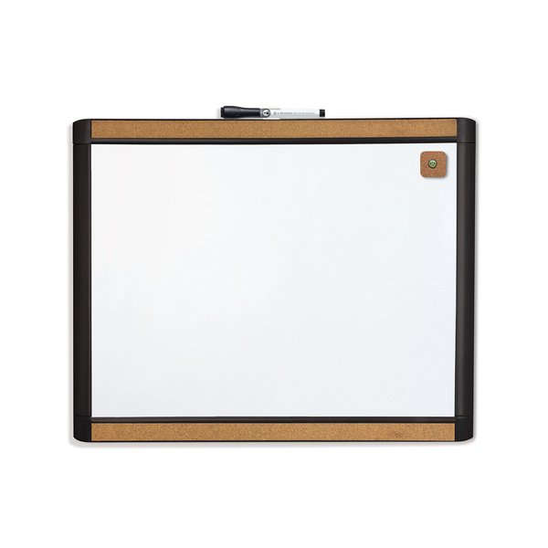 U Brands Magnetic Dry Erase Board, 20"x16", Black Pin-It Frame, Includes Marker and Magnet