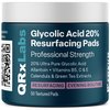 QRxLabs Glycolic Acid 20% Resurfacing Pads for Face & Body with Vitamins B5, C & E, Green Tea, Calendula, Allantoin - Exfoliates Surface Skin and Reduces Fine Lines and Wrinkles - Peel Pads