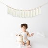 Vgaruint White Yarn Banner - Cream Wood Bead Tassel Garland Boho Decor, Boho Nursery Wall Hanging, Christmas Decor, Baby Bridal Shower Party Supplies