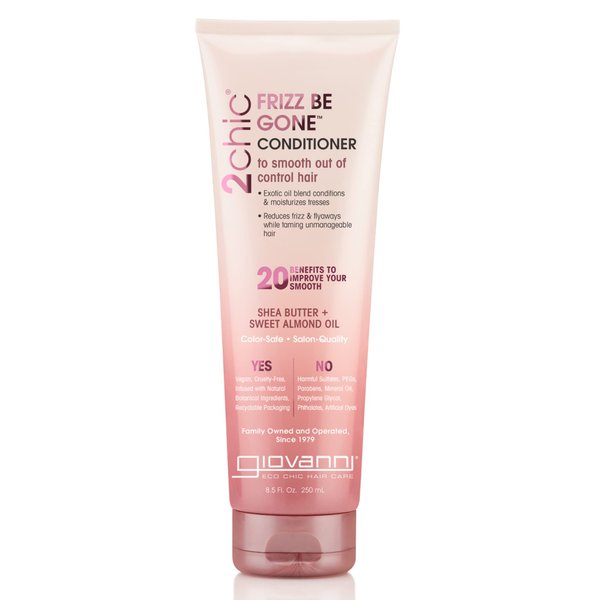 GIOVANNI 2chic Frizz Be Gone Conditioner - Anti Frizz Natural Hair Smoothing Formula with Shea Butter & Sweet Almond Oil, Macadamia, Color Safe, Vegan - 8.5 oz.