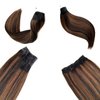 Ubetta Hair Extensions Real Human Hair Ombre Natural Black to Chestnut Brown Highlights Remy Human Hair Extensions Invisible Wire Hair Extensions Straight Human Hair Filp on Extensions 20 inch 100G