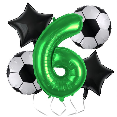 Soccer Balloons 6th Birthday Decorations for Boy, Soccer Birthday Party Supplies World Cup Soccer Party Decorations Foil Mylar Green 6 Soccer Sports Theme Party Supplies Favors Anniversary Decor