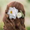 Fangsen Wedding Boho White Rose Flower Hair Clips Floral Hair Accessories for Brides and Bridesmaids Silver (White)