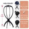 Yanviperisk Wig Stand, Portable Wig Holder Wig Stand Tripod for Multiple Wigs and Hats,13.8 Inches Travel Plastic Wig stand for styling(Black(2Pcs))