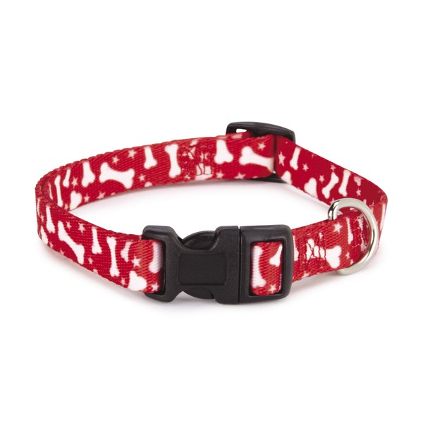 Casual Canine Nylon Pooch Patterns Dog Collar, Fits Necks 14" to 20", Red Bone