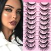 KAWAII False Eyelashes Fox Eye Fluffy Lashes 6D Volume Thick Crossed Long False Eyelahses dramatic cross Full Volume Strip Lashes Pack 10 Pairs