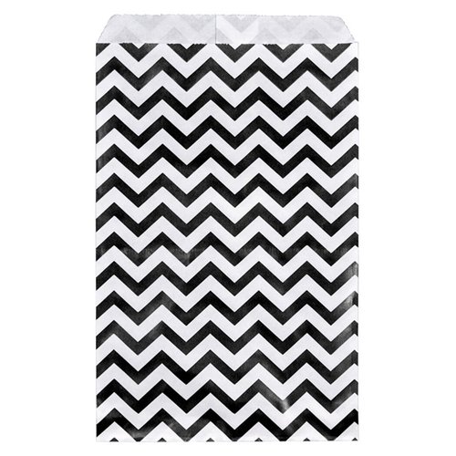N'ice Packaging 100 Bags Flat Plain Paper or Patterned Bags for candy, cookies, merchandise, pens, Party favors, Gift bags (Black, 6" x 9")