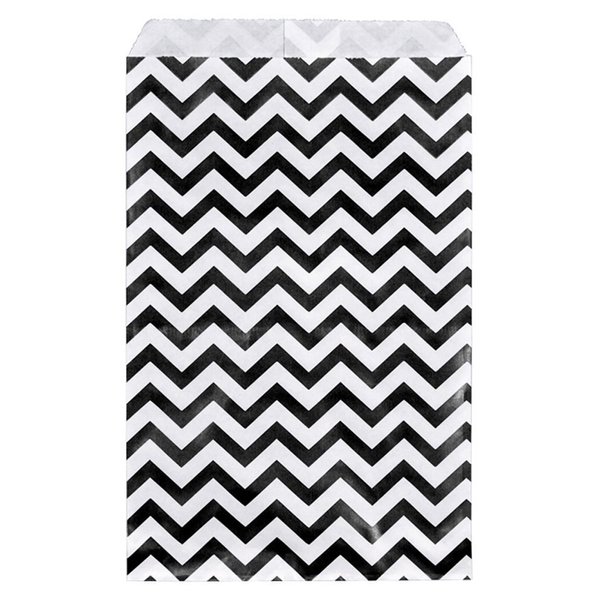 N'ice Packaging 100 Bags Flat Plain Paper or Patterned Bags for candy, cookies, merchandise, pens, Party favors, Gift bags (Black, 6" x 9")