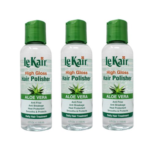 LeKair High Gloss Hair Polisher with Aloe Vera, Anti Frizz, Anti Breakage, Heat Protectant, Smooths & Protects Daily Hair Treatment 4 fl. Oz - 3 Pack
