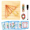 HEELWIRE Wooden Geoboard,Montessori Toy,Graphical Mathematical Education Toy for Kids with Pattern Cards and Rubber Bands to Figures and Shapes, Brain Teaser STEM Toy Geo Board (7 * 7 * 0.6 in)