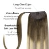 HOTBANANA Ponytail Extension Human Hair, 16 Inch Ponytail Extension Clip in Wrap Around Ponytail Hair Extension Walnut Brown to Ash Brown and Bleach Blonde Ponytail Hair Piece Human Hair Extension 75g
