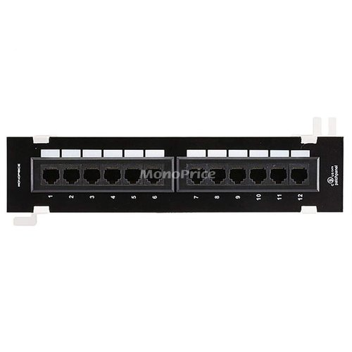 Monoprice 12-Port Vertical Cat6 Mini Patch Panel (110 Type) (568A/B)