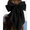 VELSCRUN Hair Bows for Women - 3Pcs Big Hair Clips in White, Black, Brown - Silky Satin Hair Barrettes with Oversized Long Tail - Hair Accessories for Long Hair, Curly, Wavy, Fine, Thick - Gift
