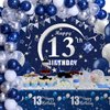 Navy Blue 13th Birthday Decorations for Boys and Girls, Happy 13th Birthday Backdrop, Tablecloth, Balloons Garland Arch Kit - 13th Birthday Banner Party Supplies Bday Decor for Sweet 13 Year Old Teen