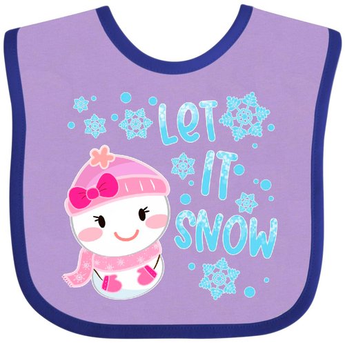 inktastic Let It Snow- Snow Girl Baby Bib Lavender and Purple 42e58